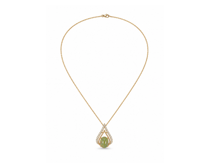 14k Gold Opal & Diamond Teardrop Necklace