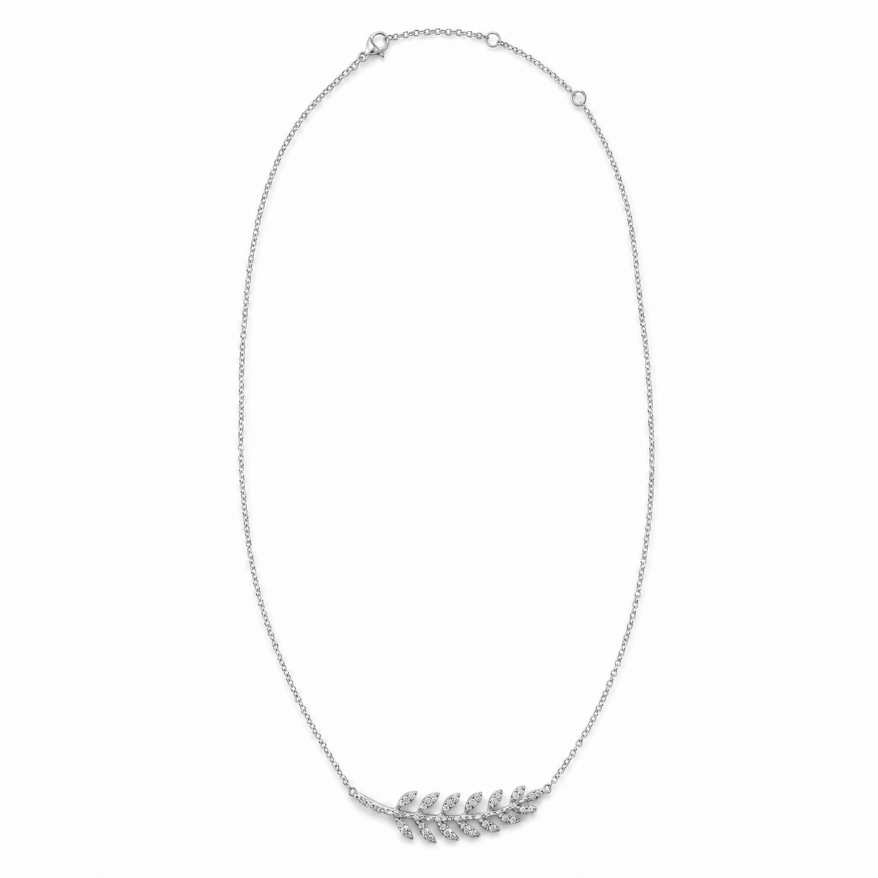 14k Gold Diamond Feather Leaf Necklace