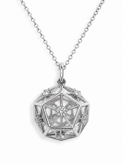 14k Gold Natural Diamond Geometric Pendant Necklace