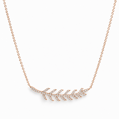 14k Gold Diamond Feather Leaf Necklace