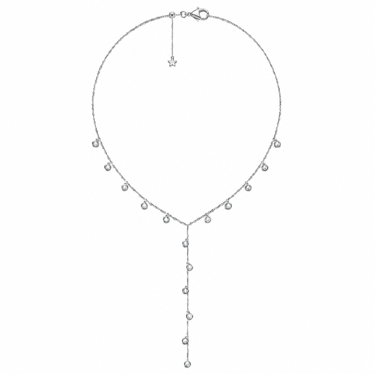 14k Gold Diamond Lariat Y-Drop Diamonds by the Yard Necklace