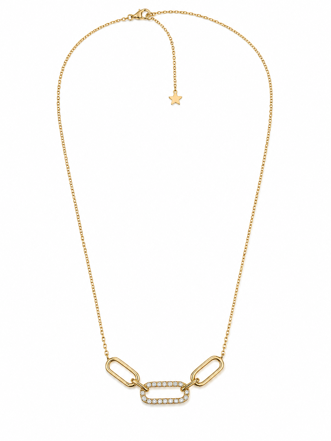 14k Gold Diamond Paper Clip Necklace