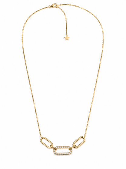 14k Gold Diamond Paper Clip Necklace