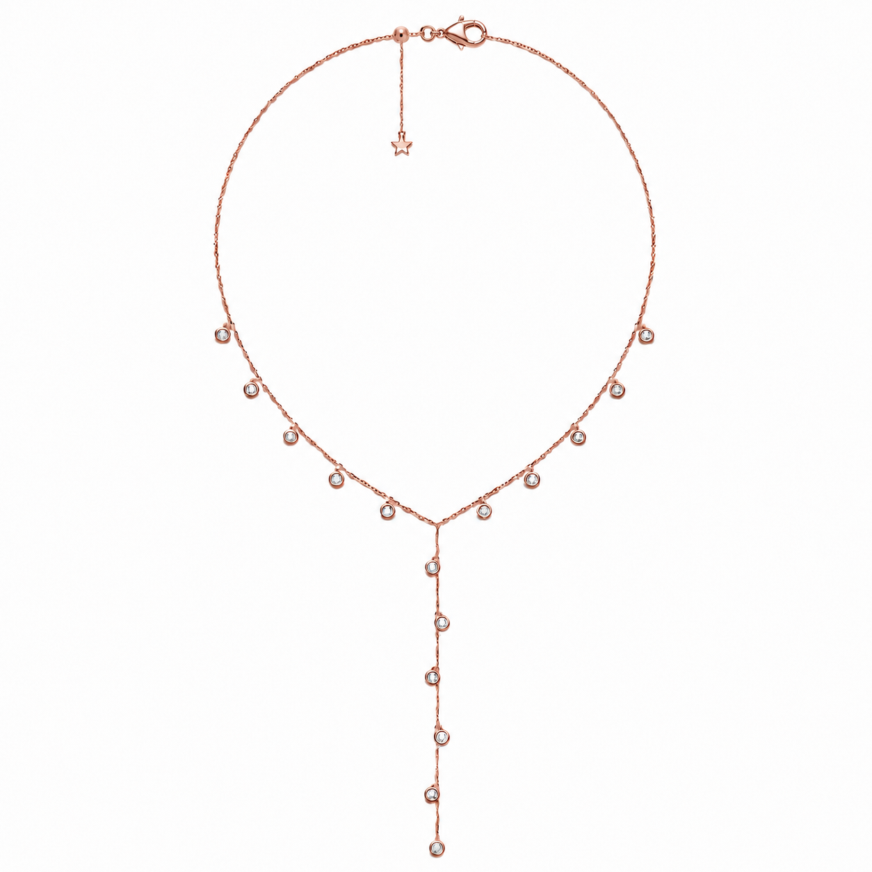 14k Gold Diamond Lariat Y-Drop Diamonds by the Yard Necklace