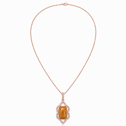 14k Gold Opal & Diamond Pendant Necklace