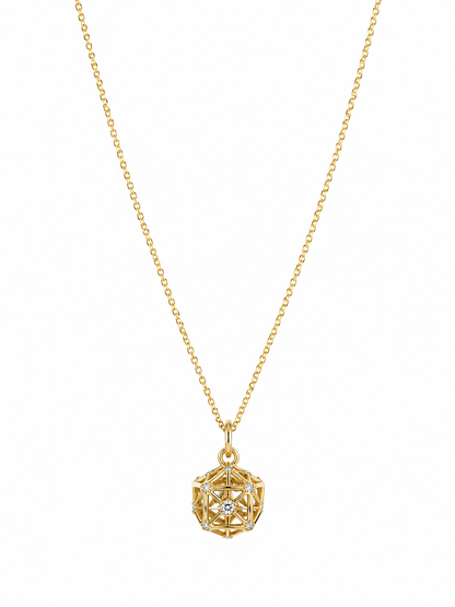 14k Gold Natural Diamond Geometric Pendant Necklace