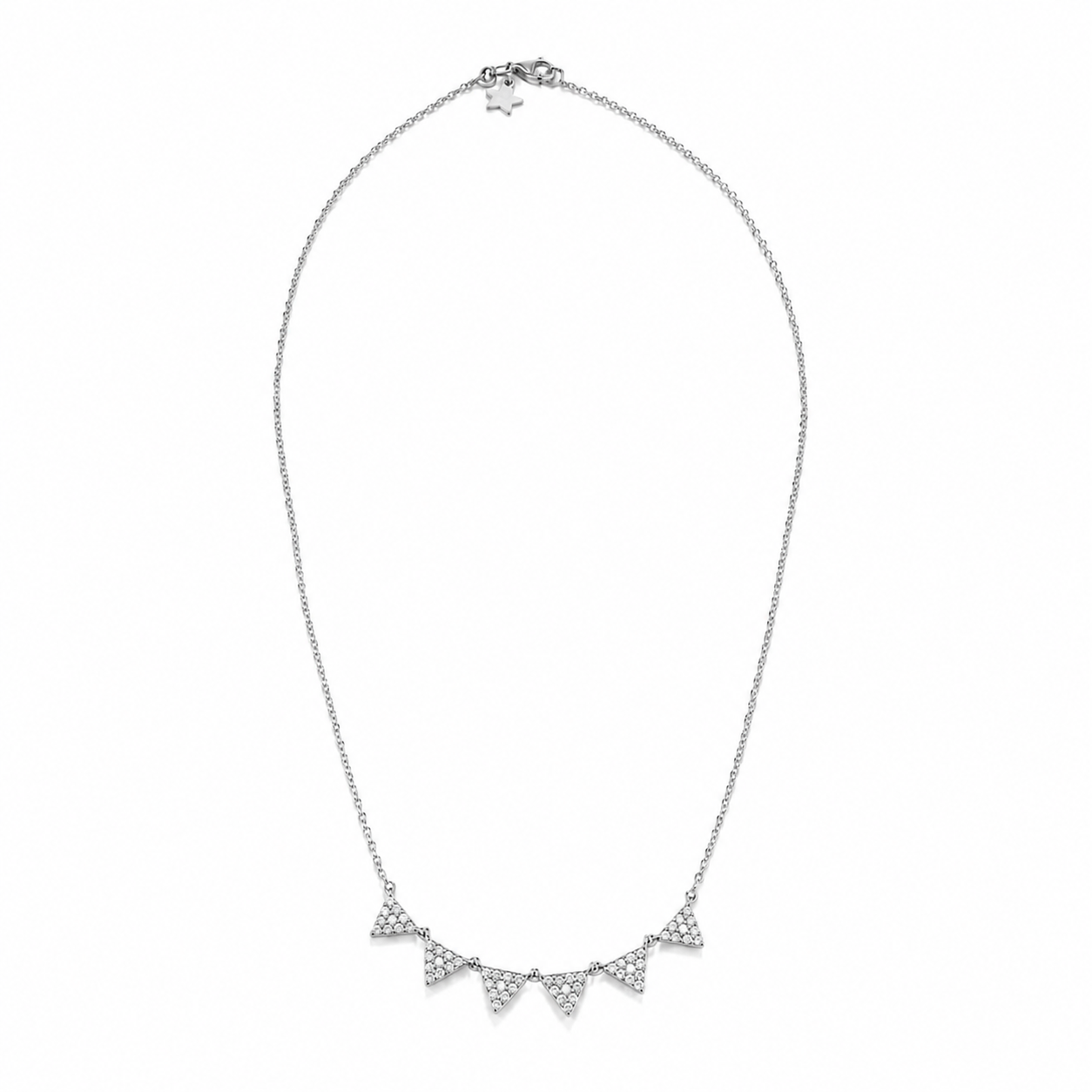 14k Gold Natural Diamond Dainty Pave' Geometric Tringle Necklace
