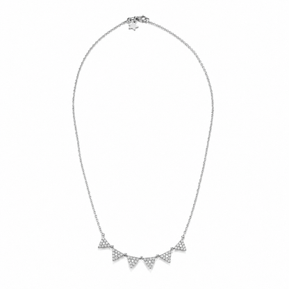 14k Gold Natural Diamond Dainty Pave' Geometric Tringle Necklace