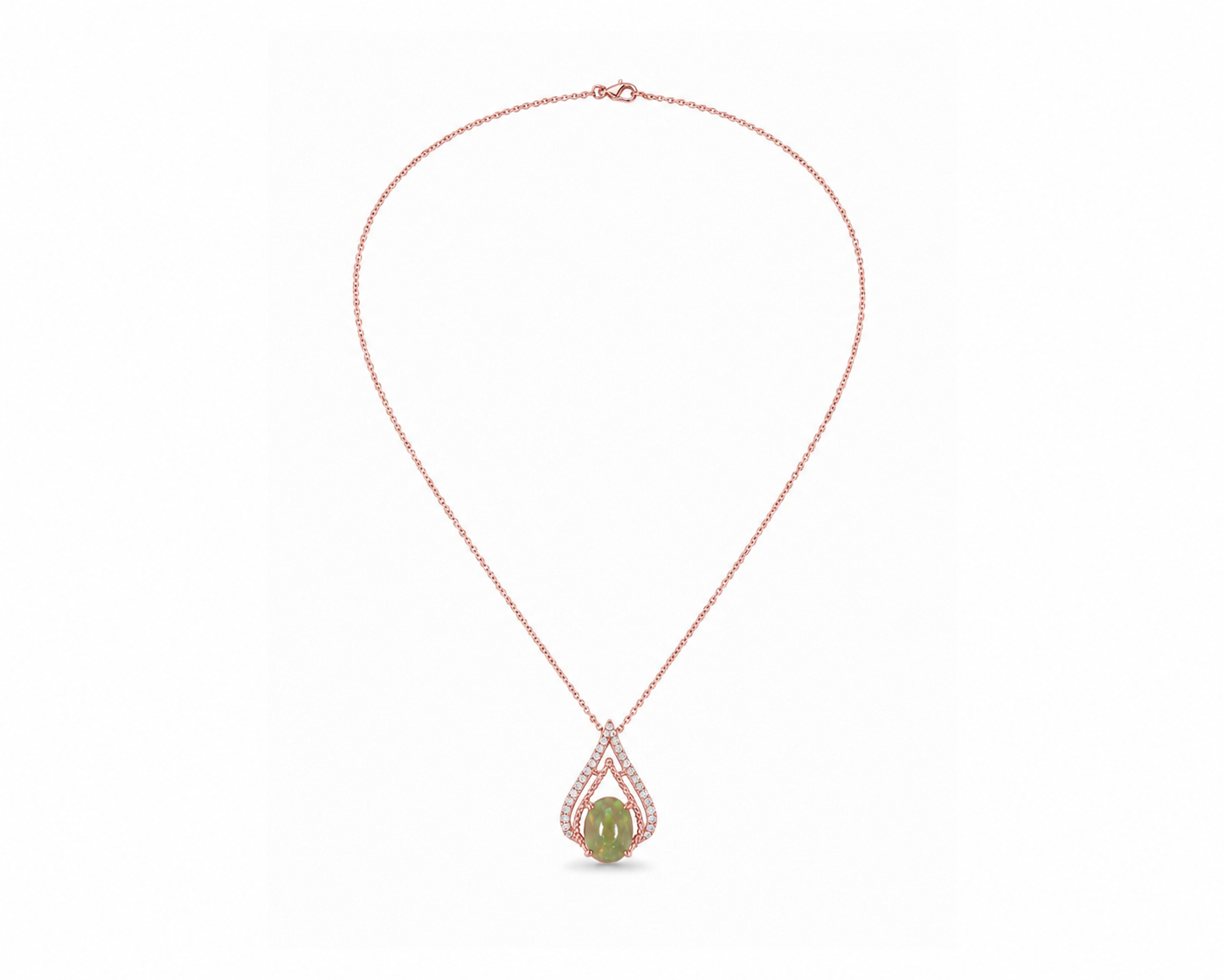 14k Gold Opal & Diamond Teardrop Necklace