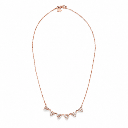 14k Gold Natural Diamond Dainty Pave' Geometric Tringle Necklace