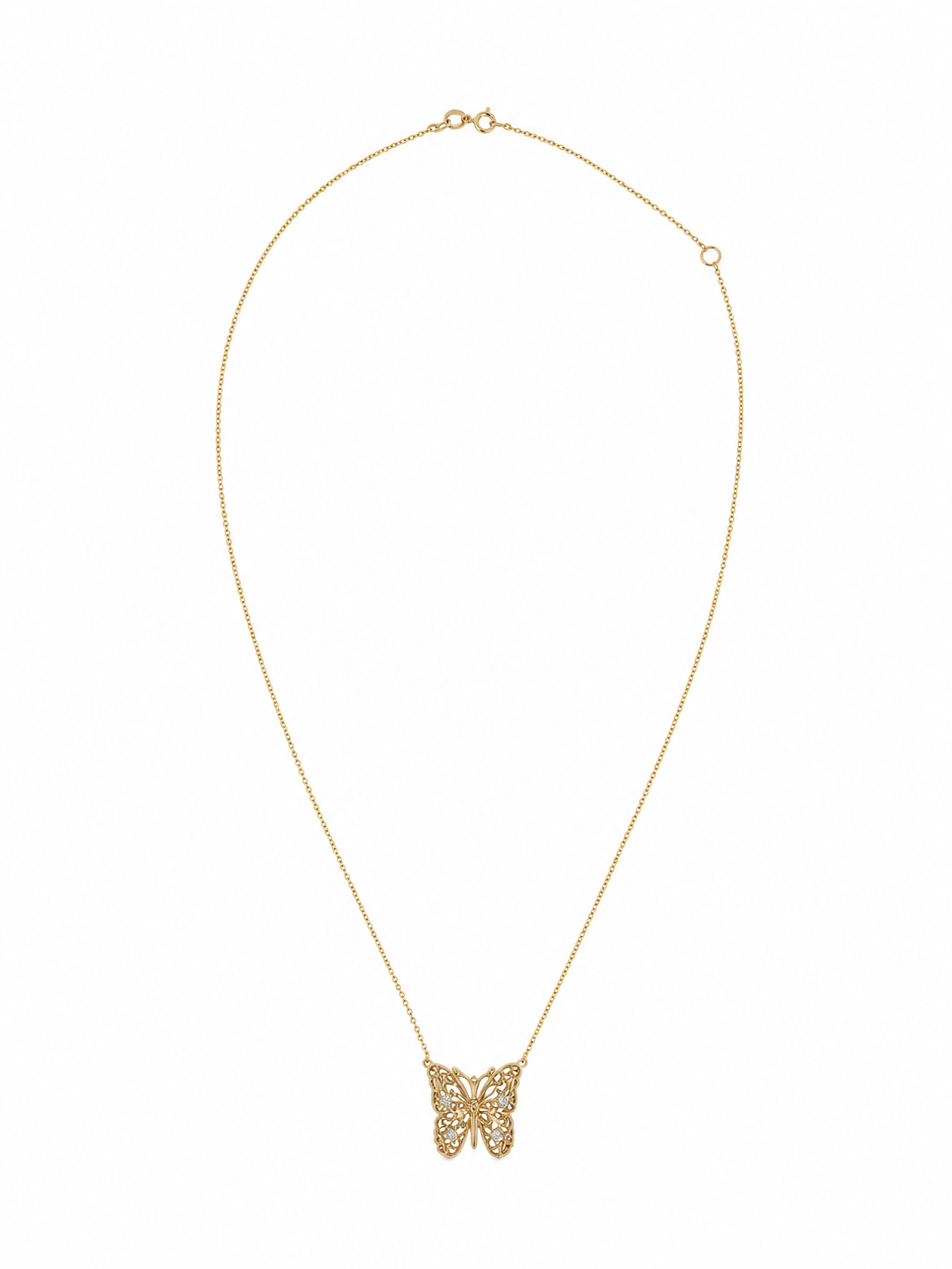 14k Gold Diamond Butterfly Necklace