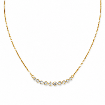 14k Gold Dainty Graduated Diamond Bar Necklace