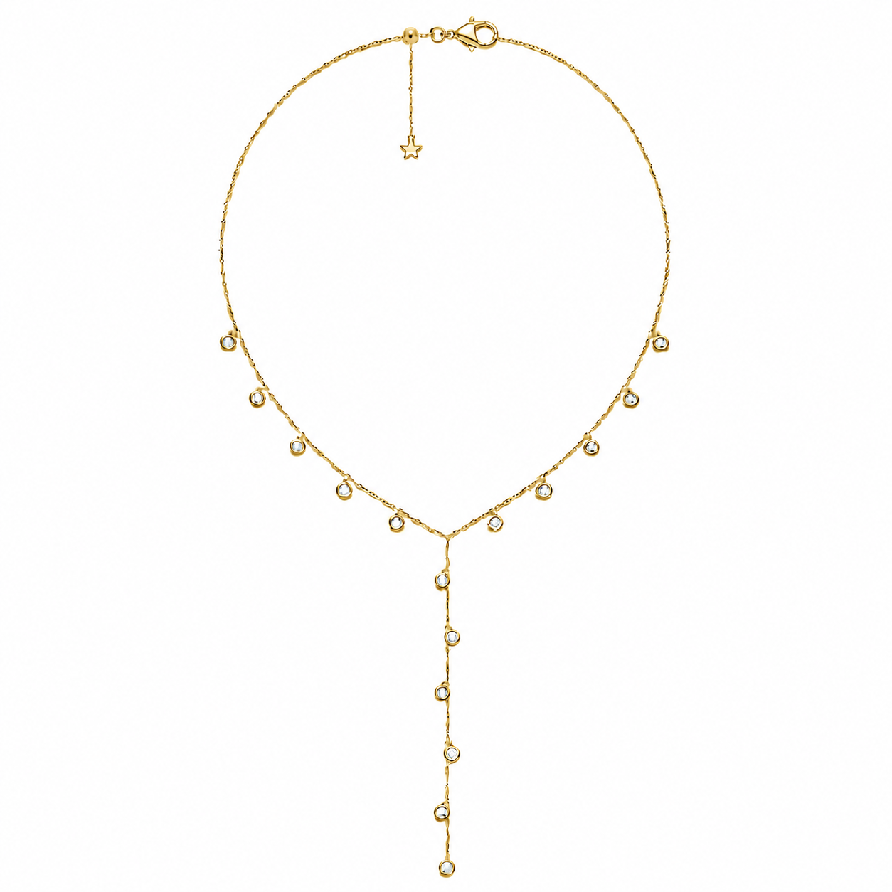 14k Gold Diamond Lariat Y-Drop Diamonds by the Yard Necklace