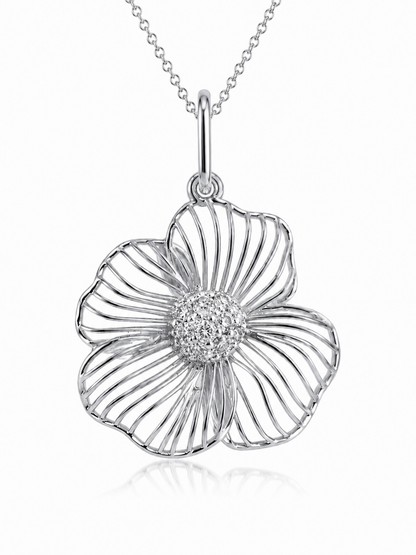 14k Gold Diamond Flower Necklace