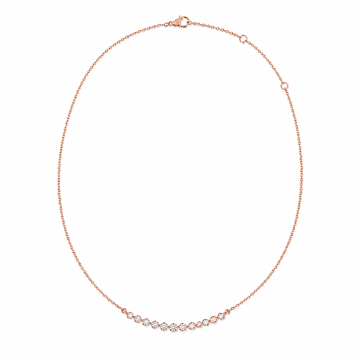 14k Gold Dainty Graduated Diamond Bar Necklace