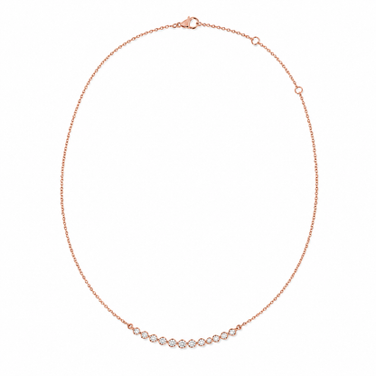 14k Gold Dainty Graduated Diamond Bar Necklace