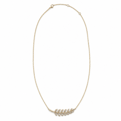 14k Gold Diamond Feather Leaf Necklace