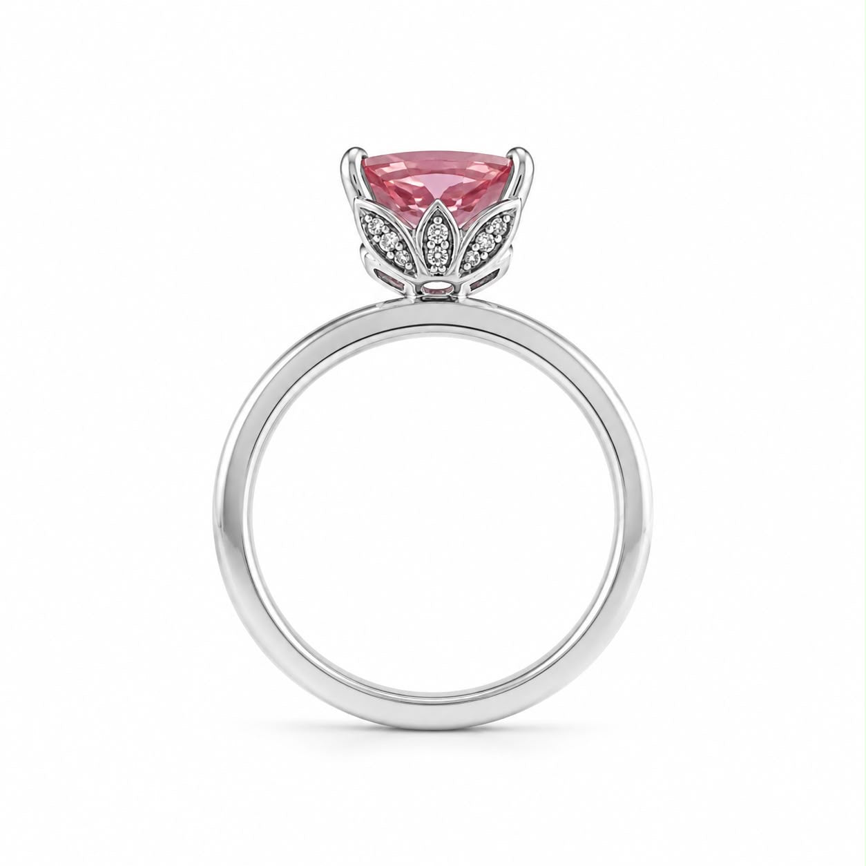 14K Gold Radiant Cut Fancy Vivid Pink Lab Grown Diamond Engagement Ring