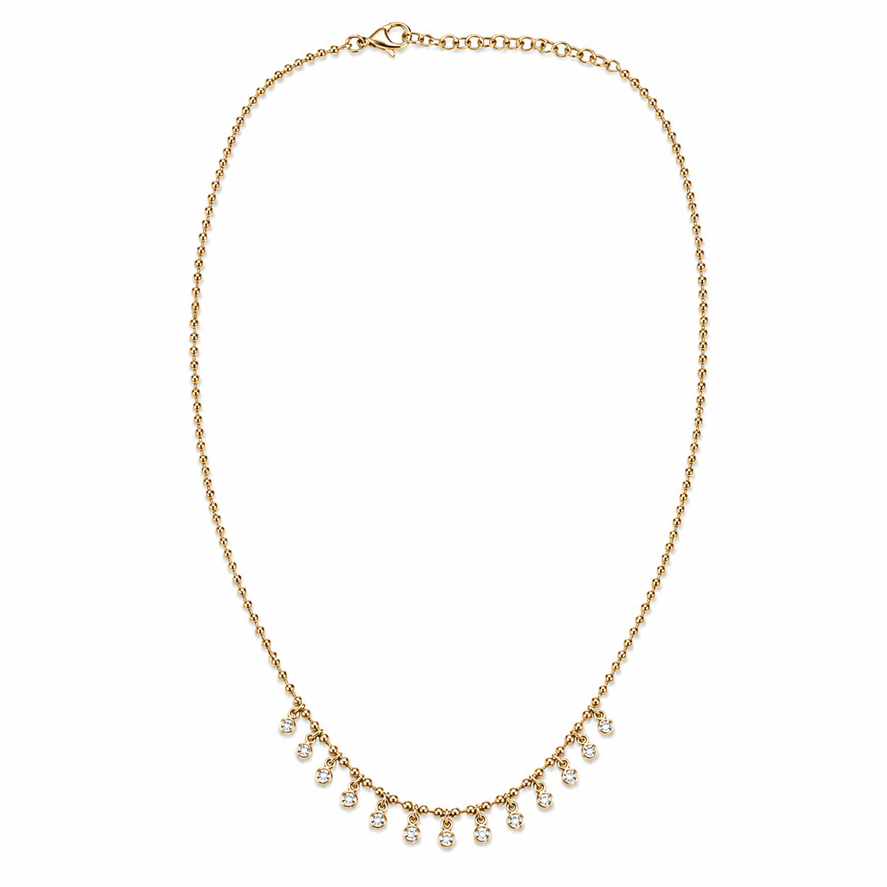 14k Gold Natural Diamond Dangle Charm Necklace