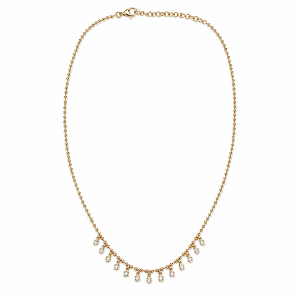 14k Gold Natural Diamond Dangle Charm Necklace