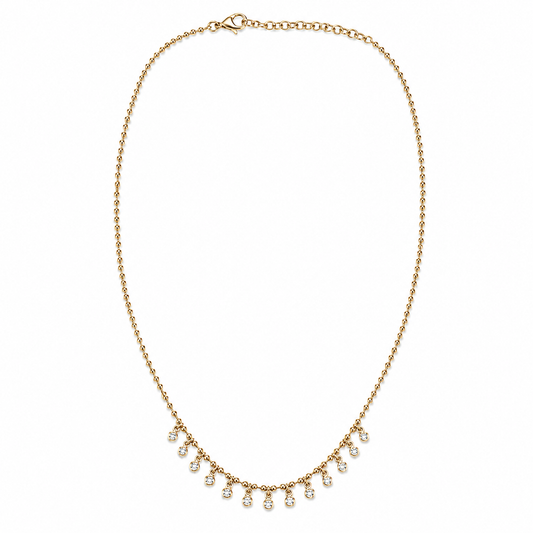 14k Gold Natural Diamond Dangle Charm Necklace