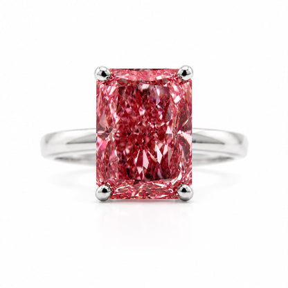 14K Gold Radiant Cut Fancy Vivid Pink Lab Grown Diamond Engagement Ring