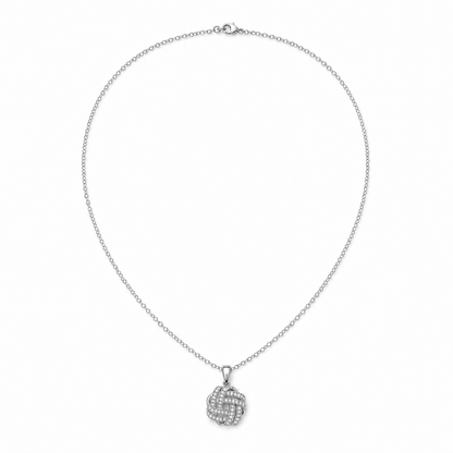 14k Gold Diamond Love Knot Interwoven Pendant Necklace
