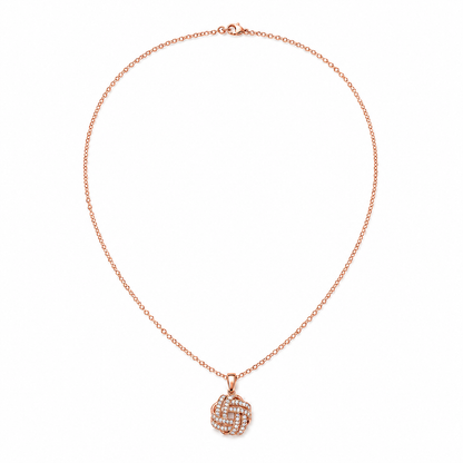 14k Gold Diamond Love Knot Interwoven Pendant Necklace