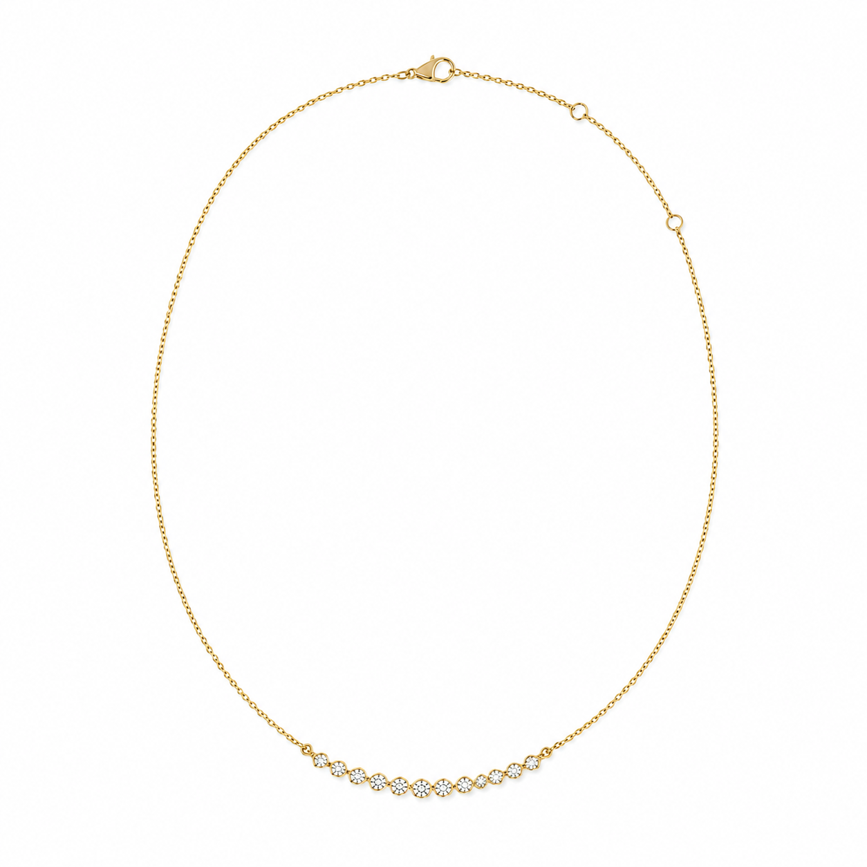 14k Gold Dainty Graduated Diamond Bar Necklace