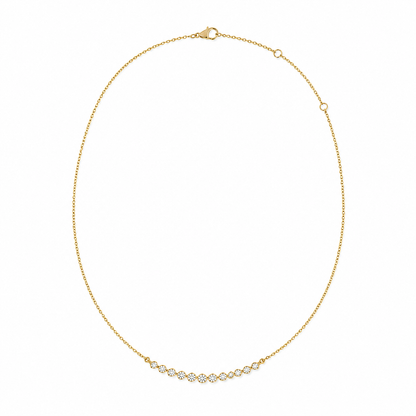 14k Gold Dainty Graduated Diamond Bar Necklace
