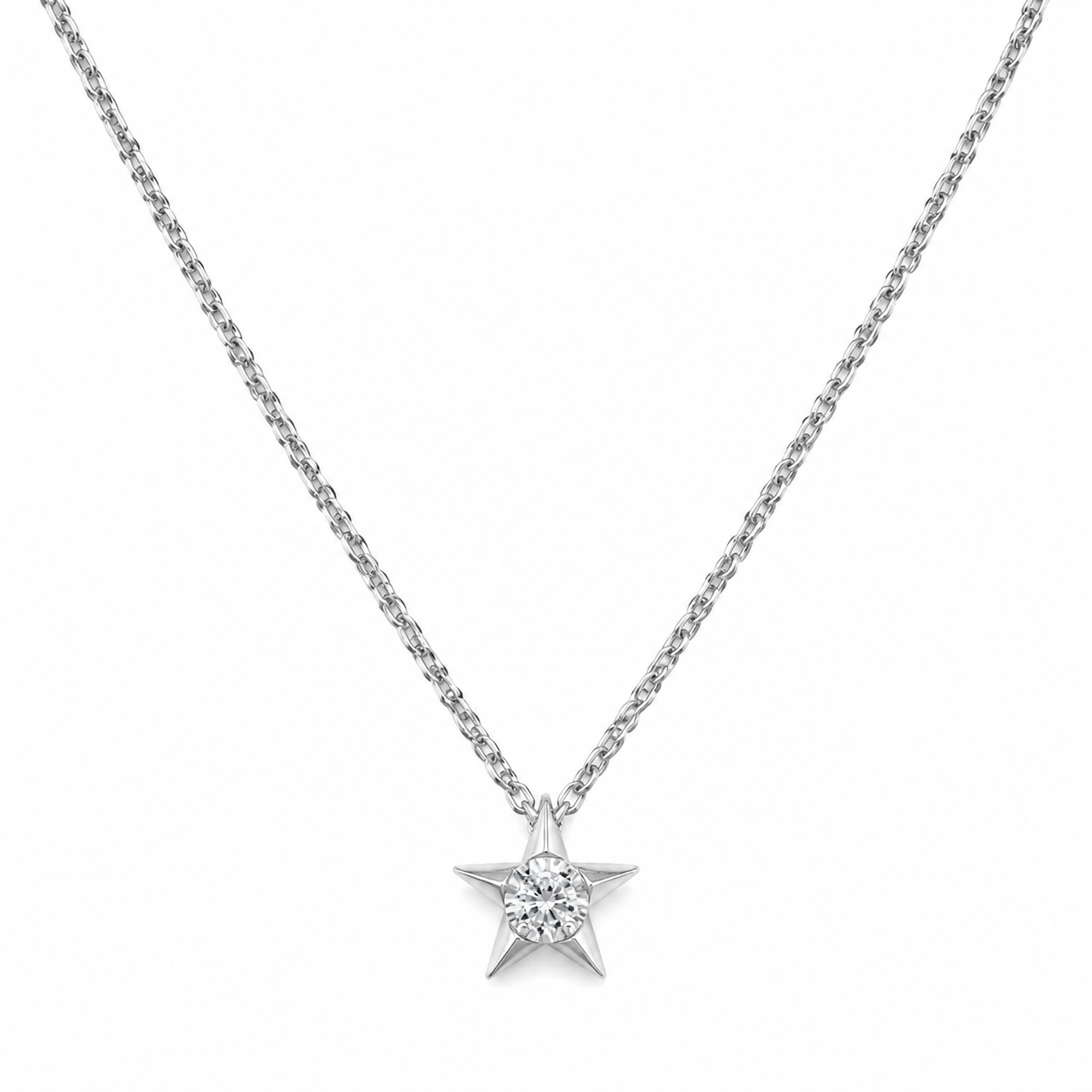 14K Gold Diamond Star Pendant Necklace