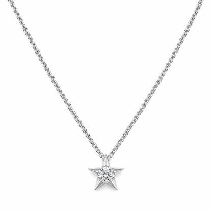14K Gold Diamond Star Pendant Necklace
