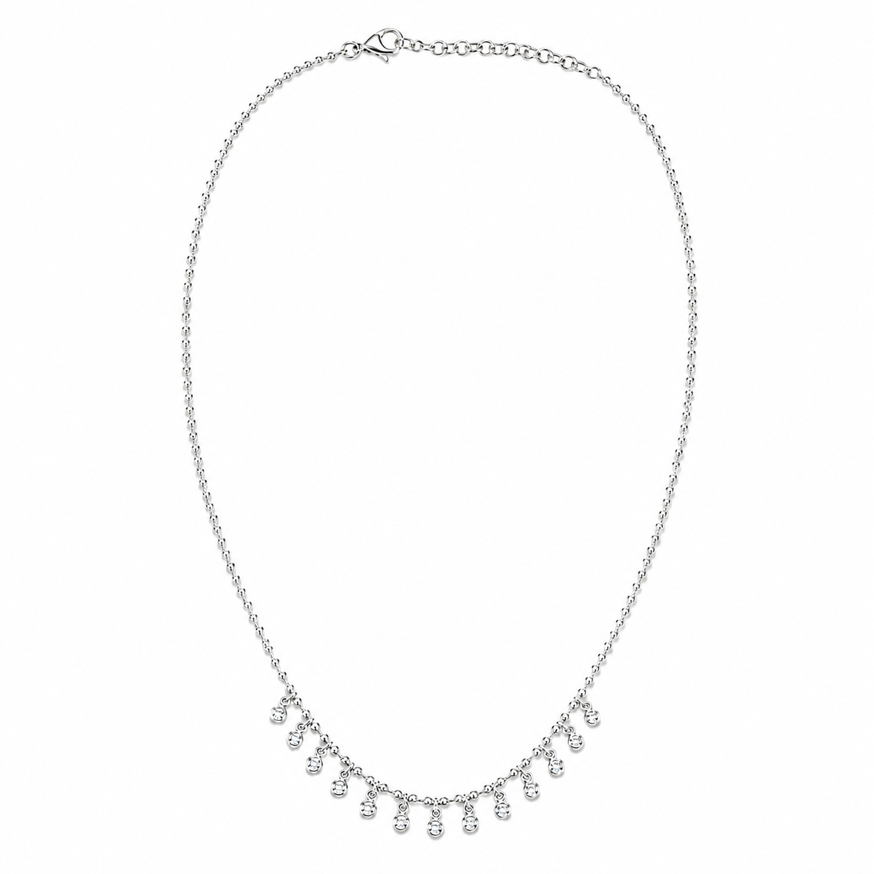 14k Gold Natural Diamond Dangle Charm Necklace