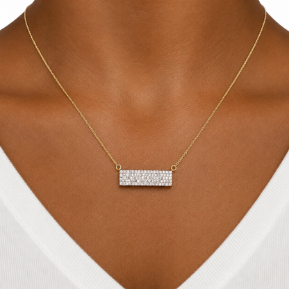 14k Gold Dainty Diamond Bar Necklace