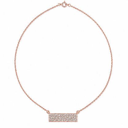 14k Gold Dainty Diamond Bar Necklace