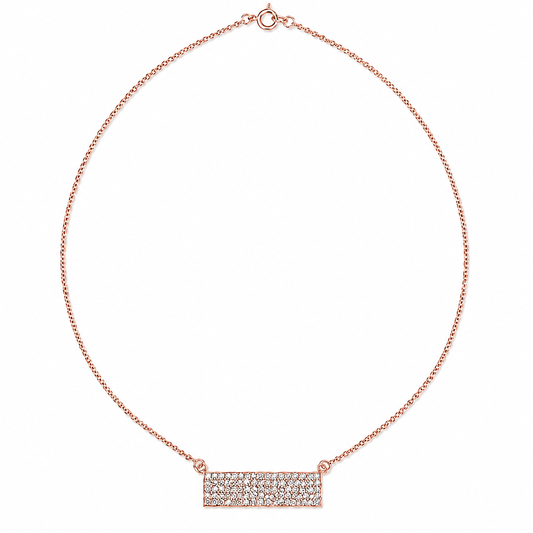 14k Gold Dainty Diamond Bar Necklace