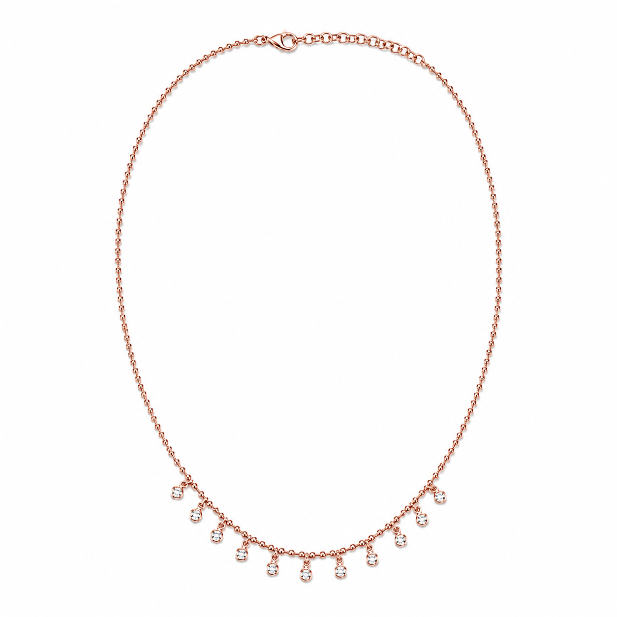 14k Gold Natural Diamond Dangle Charm Necklace