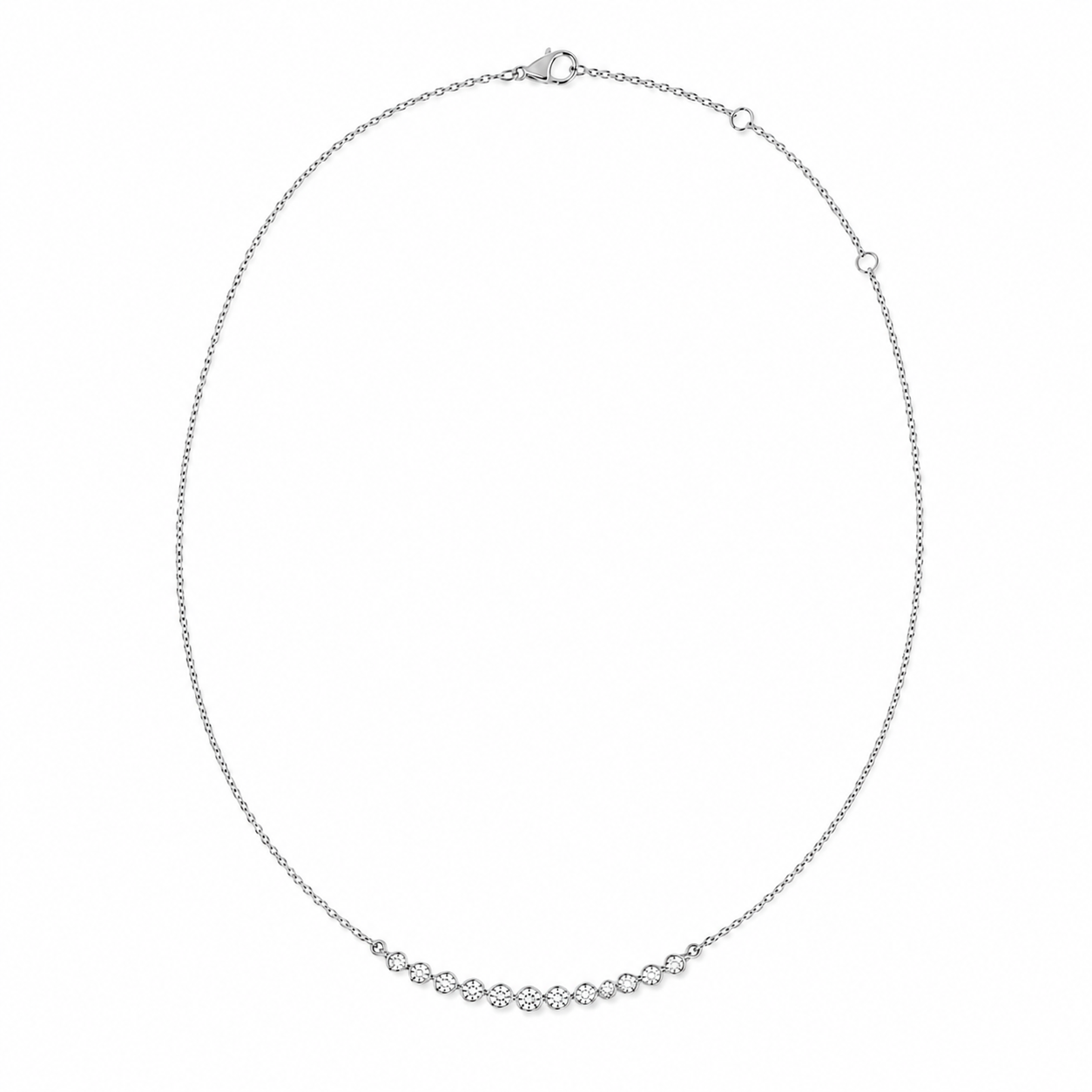 14k Gold Dainty Graduated Diamond Bar Necklace