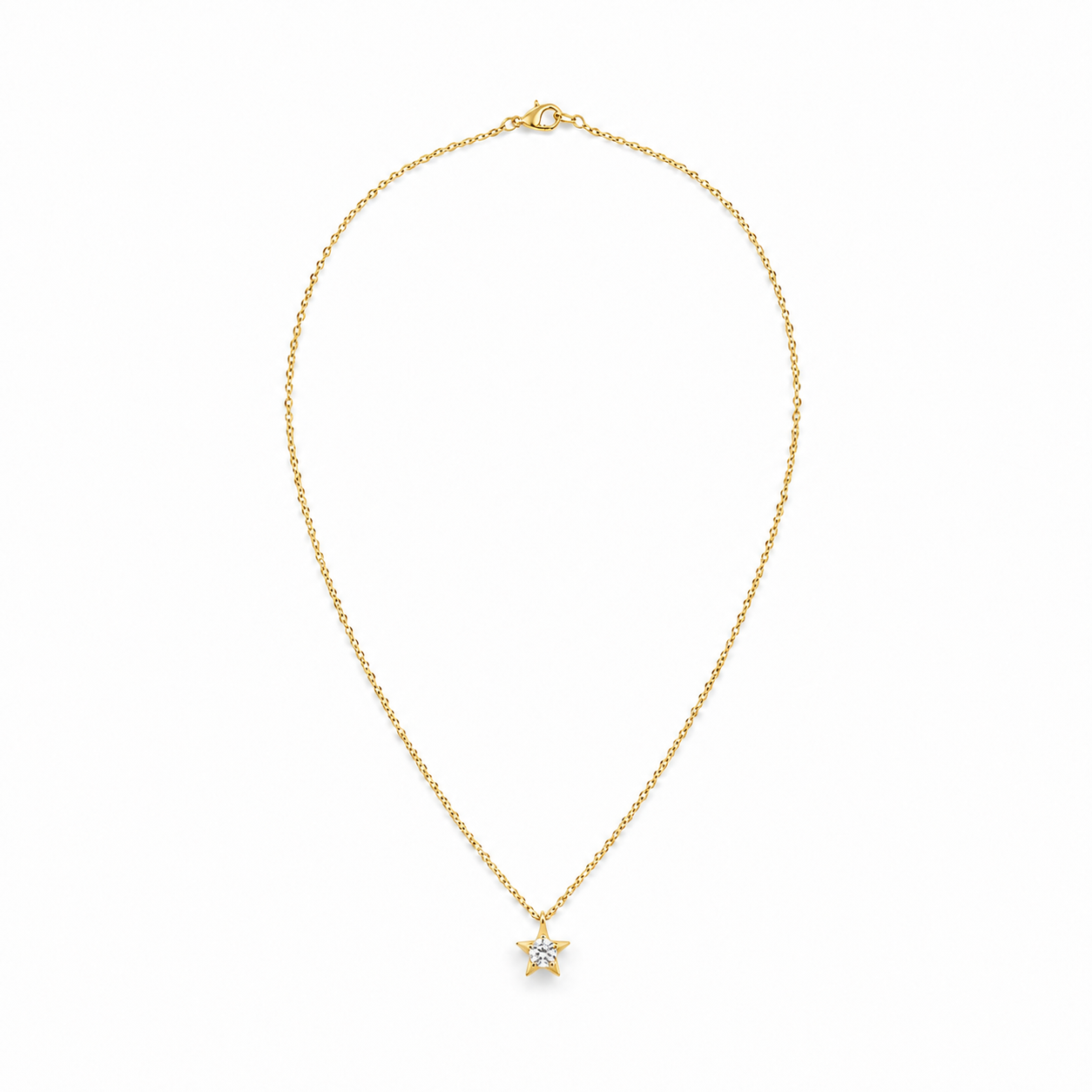 14K Gold Diamond Star Pendant Necklace