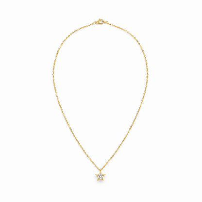 14K Gold Diamond Star Pendant Necklace