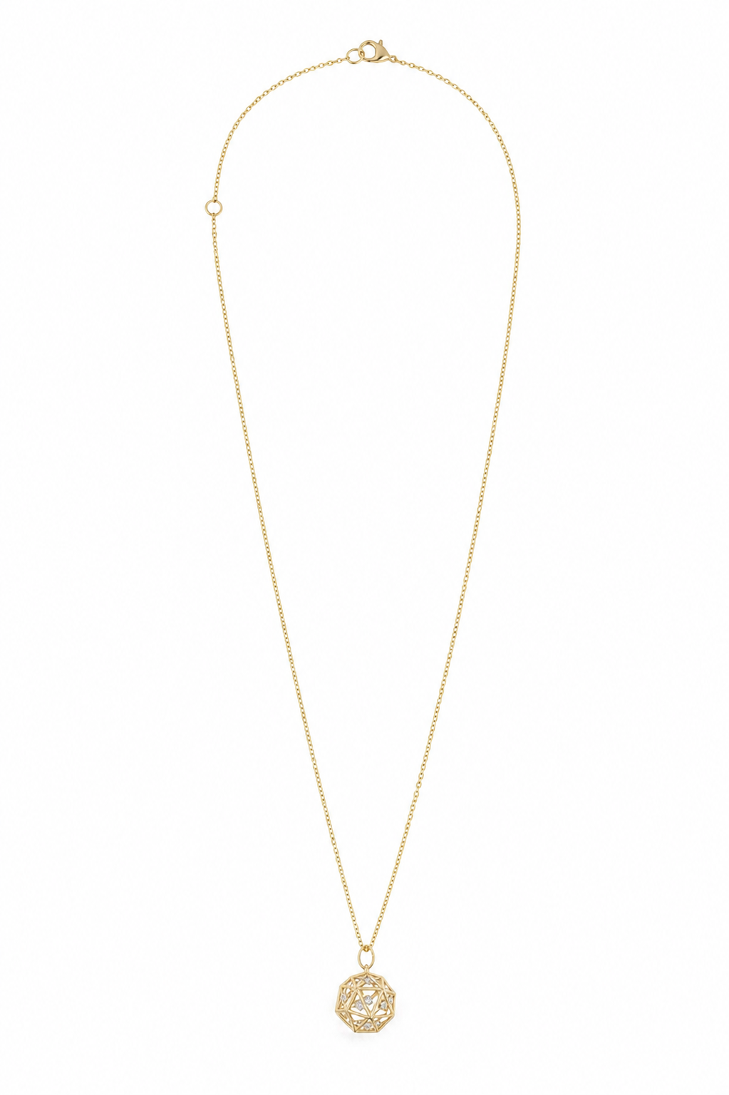 14k Gold Natural Diamond Geometric Pendant Necklace