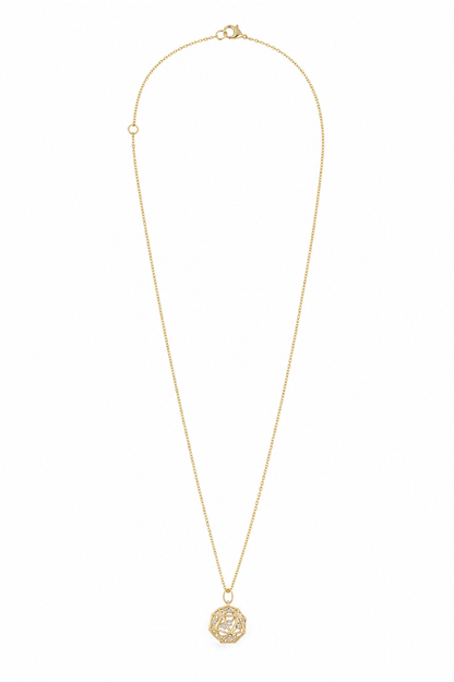 14k Gold Natural Diamond Geometric Pendant Necklace