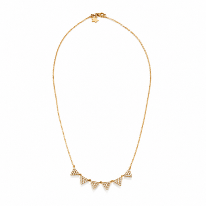 14k Gold Natural Diamond Dainty Pave' Geometric Tringle Necklace