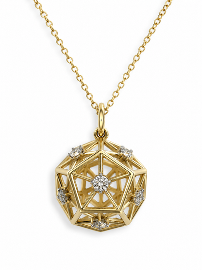 14k Gold Natural Diamond Geometric Pendant Necklace