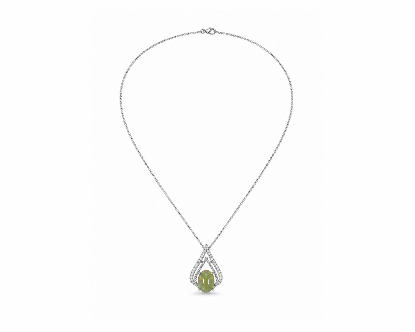 14k Gold Opal & Diamond Teardrop Necklace