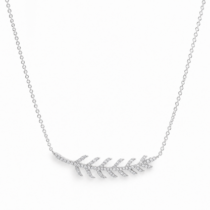 14k Gold Diamond Feather Leaf Necklace
