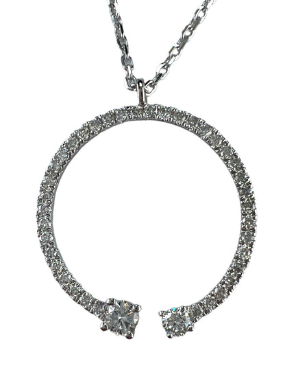 14k Gold Diamond Open Circle Charm Necklace