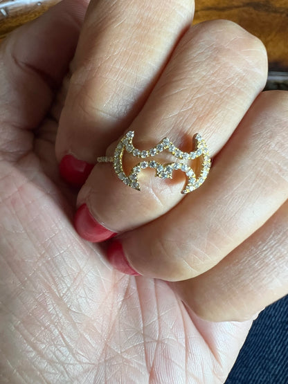 14k Gold Batman Diamond Ring