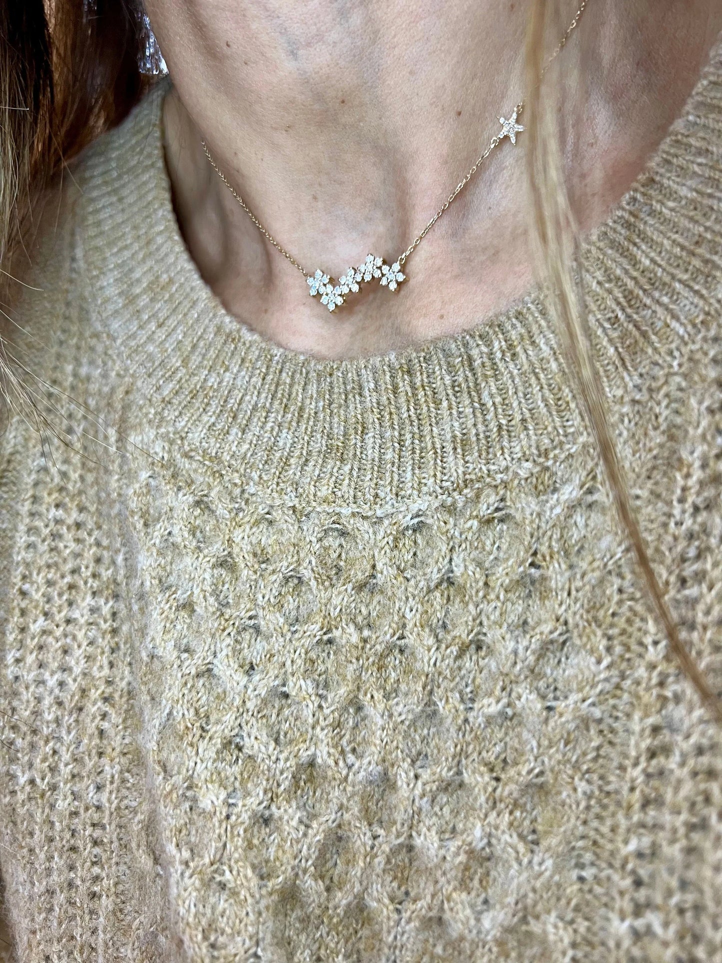 14k Gold Flower Diamond Necklace