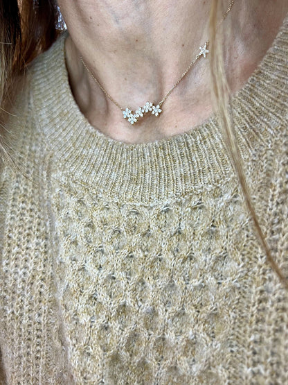 14k Gold Flower Diamond Necklace